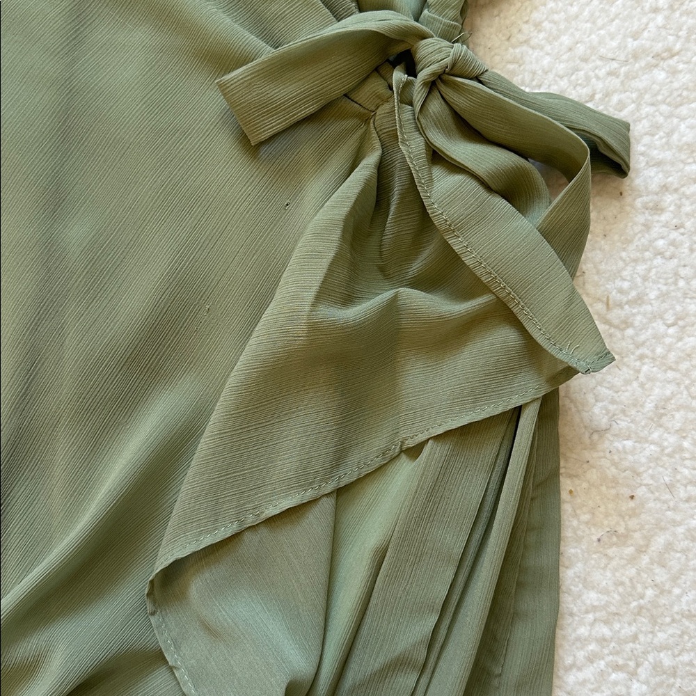 Unbranded chiffonAsymmetrical Wrap Midi Dress in Sage Green Women’s 2X Party - Picture 5 of 9